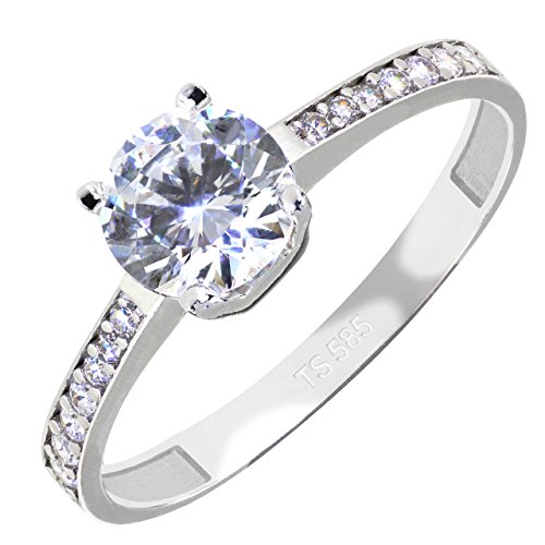 Pia Verlobungsring in 585 Weissold mit handgefassten Kristallen (54 (17.2)) von GIORO