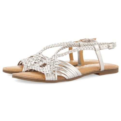 GIOSEPPO Damen Aidone Flache Sandale, Silber/schwarz, 37 EU von GIOSEPPO