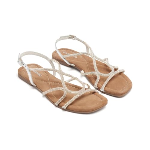 GIOSEPPO Damen Gilmanton Flache Sandale, Silber, 41 EU GIOSEPPO Damen Gilmanton Flache Sandale, Silber, 41 EU von GIOSEPPO