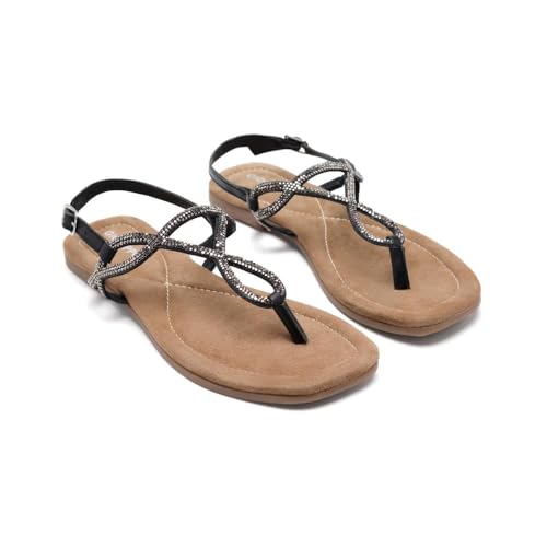 GIOSEPPO Damen Kingfield Flache Sandale, Schwarz, 38 EU GIOSEPPO Damen Kingfield Flache Sandale, Schwarz, 38 EU von GIOSEPPO