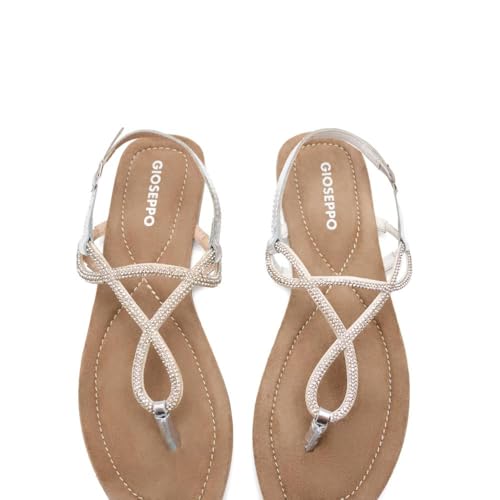 GIOSEPPO Damen Kingfield Flache Sandale, Silber, 37 EU GIOSEPPO Damen Kingfield Flache Sandale, Silber, 37 EU von GIOSEPPO