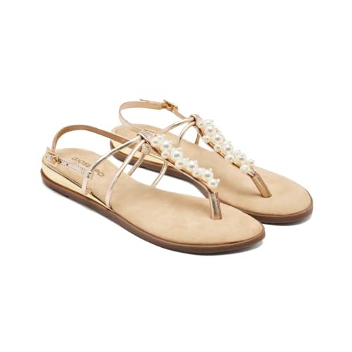GIOSEPPO Damen Kossuth Flache Sandale, Platinfarben, 38 EU von GIOSEPPO