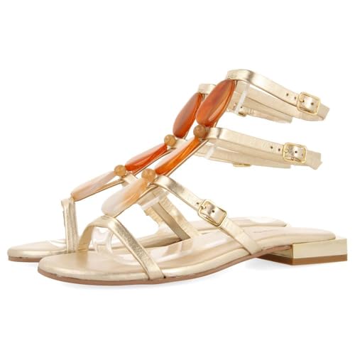 GIOSEPPO Damen Norrie Flache Sandale, Platinfarben, 39 EU von GIOSEPPO