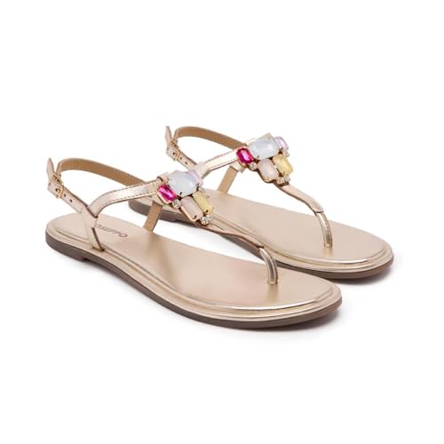 GIOSEPPO Damen Rindge Flache Sandale, Platinfarben, 41 EU von GIOSEPPO