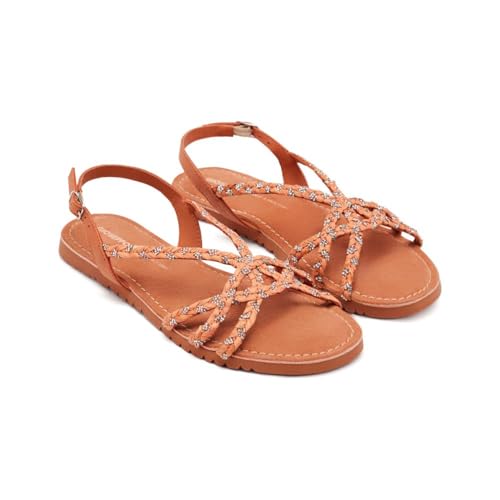 GIOSEPPO Wiota-Sandalen aus Leder, Bast und Glanz, Rostrot (TEJA), 40 EU von GIOSEPPO