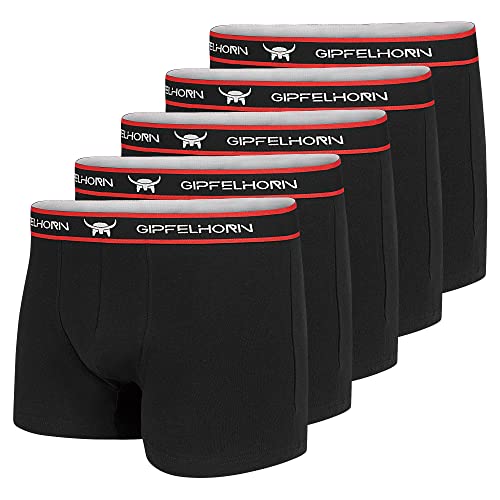 GIPFELHORN Unterhosen Männer (5er Pack) - Hergestellt aus feinster Baumwolle - Boxershorts Herren mit extra Dank Drucketikett - Herren Boxershorts (Schwarz, XL) von GIPFELHORN