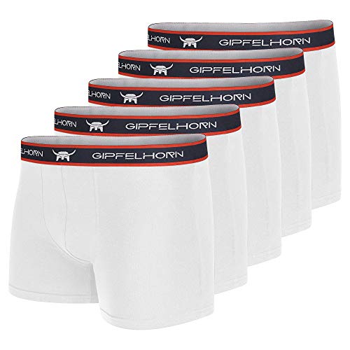 GIPFELHORN Unterhosen Männer (5er Pack) - Hergestellt aus feinster Baumwolle - Boxershorts Herren mit extra Dank Drucketikett - Herren Boxershorts (Weiss, XL) von GIPFELHORN