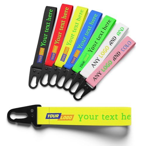 GIRLSIGHT Personalisierbarer Schlüsselanhänger aus Stoff mit Logo und Text (YELLOW) von GIRLSIGHT