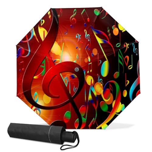 GISPOG Automatischer faltbarer Regenschirm, Musik-Notenschlüssel-Sound, Konzert, wasserdicht, kompakt, Sonnen- und Regen-Reiseschirme für Damen und Herren, einfarbig, Einheitsgröße von GISPOG