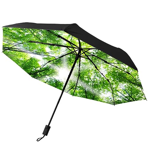 GISPOG Automatischer faltbarer Regenschirm, grüner Wald, Natur, wasserdicht, kompakt, Sonne und Regen, Reise-Regenschirme, einfarbig, Einheitsgröße GISPOG Automatischer faltbarer Regenschirm, grüner Wald, Natur, wasserdicht, kompakt, Sonne und Regen, Reise-Regenschirme, einfarbig, Einheitsgröße von GISPOG