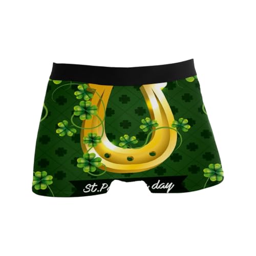 GISPOG Clovers Gold Hufeisen Herren Boxershorts Männer Unterstützung Unterwäsche Stretch Low Rise Boxer Brief Trunks, einfarbig, XL von GISPOG