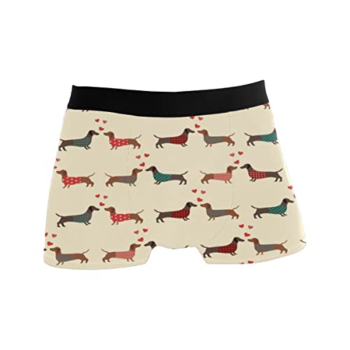 GISPOG Dressed Dackel Hearts Love Herren Boxershorts Mann Support Unterwäsche Stretch Low Rise Boxer Brief Trunks, einfarbig, L von GISPOG