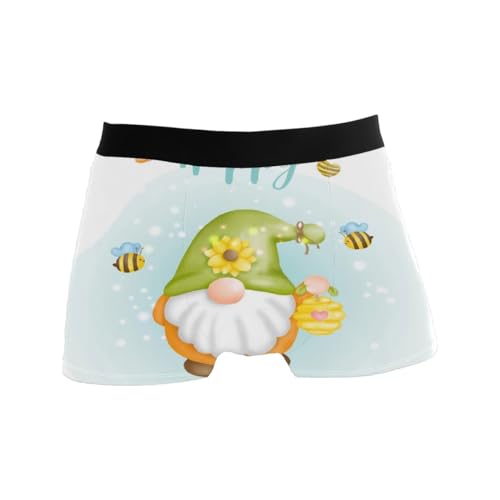 GISPOG Happy Cute Zwerg Bienen Herren Boxer Briefs Mann Unterstützung Unterwäsche Stretch Low Rise Boxer Brief Trunks, einfarbig, XL von GISPOG
