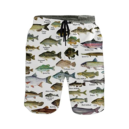 GISPOG Herren Badehose Fisch Strand Boardshorts, einfarbig, S 7-9 von GISPOG