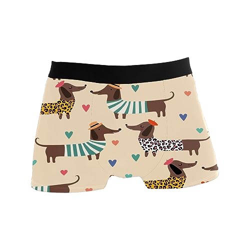 GISPOG Herren-Boxershorts mit Dackel-Herzen, stützend, Stretch, niedrige Leibhöhe, Boxershorts, einfarbig, M von GISPOG