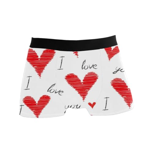GISPOG I Love You Hearts Herren Boxershorts Männer Unterstützung Unterwäsche Stretch Low Rise Boxer Brief Trunks, einfarbig, L von GISPOG