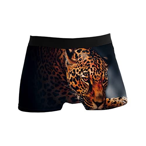 GISPOG Jaguar Wildlife Animal Brown Herren Boxershorts Mann Support Unterwäsche Stretch Low Rise Boxer Brief Trunks, einfarbig, L von GISPOG