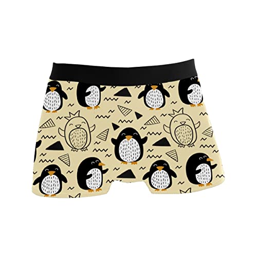 GISPOG Penguin Doodle Herren Boxershorts Mann Support Unterwäsche Stretch Low Rise Boxershorts Trunks, einfarbig, M von GISPOG