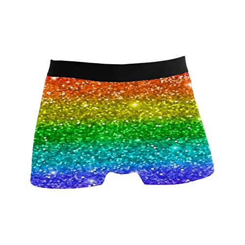 GISPOG Regenbogen Glitzer Licht LGBT Herren Boxershorts Mann Support Unterwäsche Stretch Low Rise Boxer Brief Trunks, einfarbig, XL von GISPOG