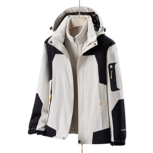 GITVIENAR Damen 3 in 1 Winterjacke, Skijacke mit Fleece Jacke Wasserdicht Winddicht Warm Doppeljacke Regenjacke Funktionsjacke Übergangsjacke Damen Outdoor Sport von GITVIENAR