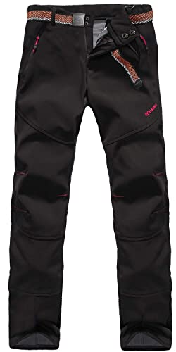 GITVIENAR Damen Gefüttert Winterhose wasserdicht Winddicht atmungsaktiv warm elastisch Verdickte Softshellhose Berghose Funktionshose Trekkinghose Wanderhose Outdoorhose Herbst Winter von GITVIENAR