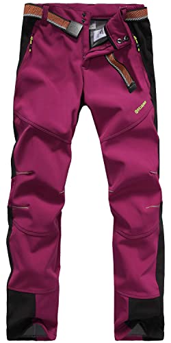 GITVIENAR Damen Gefüttert Winterhose wasserdicht Winddicht atmungsaktiv warm elastisch Verdickte Softshellhose Berghose Funktionshose Trekkinghose Wanderhose Outdoorhose Herbst Winter von GITVIENAR