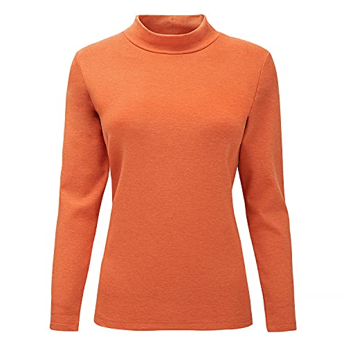 GITVIENAR Damen Pullover, Baumwolle Lässig Winter Warmes Dickes Langarmshirt Mädchen Damen Sportbekleidung Oberteile Unterhemd Langarmshirt Strickpullover Langarm Shirt für Frauen (Orange, L) von GITVIENAR