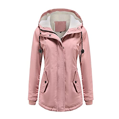 GITVIENAR Damen Wintermantel, Winterparka Gefüttert Slim Design mit Kapuze Elegant Warm Winter Jacke Parka Übergangsjacke Steppmantel Damen Frauen mädchen von GITVIENAR