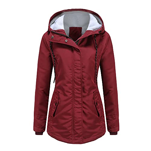 GITVIENAR Damen Wintermantel, Winterparka Gefüttert Slim Design mit Kapuze Elegant Warm Winter Jacke Parka Übergangsjacke Steppmantel Damen Frauen mädchen von GITVIENAR