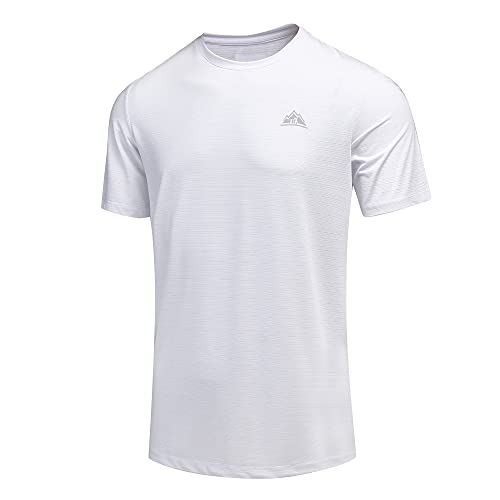 GITVIENAR Funktionsshirt T-Shirt Herren Kurzarm Männer, Atmungsaktives Sport Shirt Kurzarmshirt Funktionsshirt Laufshirt T Shirt,1er Pack (Weiß, L) von GITVIENAR