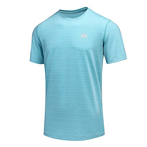 GITVIENAR Funktionsshirt T-Shirt Herren Kurzarm Männer, Atmungsaktives Sport Shirt Kurzarmshirt Funktionsshirt Laufshirt T Shirt,1er Pack (Hellblau, M) von GITVIENAR