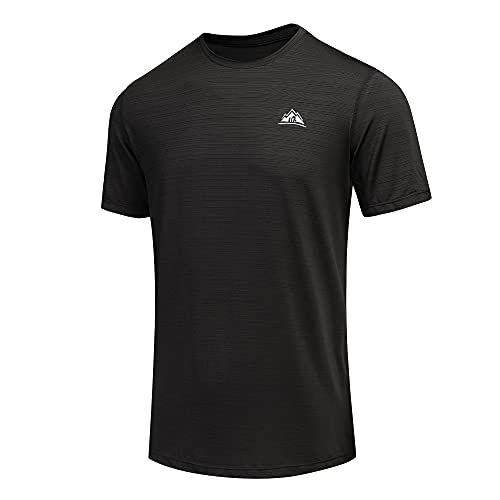 GITVIENAR Funktionsshirt T-Shirt Herren Kurzarm Männer, Atmungsaktives Sport Shirt Kurzarmshirt Funktionsshirt Laufshirt T Shirt,1er Pack (Schwarz, M) von GITVIENAR