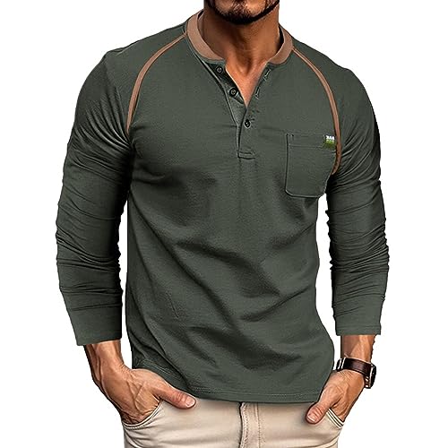 GITVIENAR Herren Langarmshirt, Vintage Stil Hemd für Herbst und Winter, Warm und Trocken (dunkelgrau,XXL) von GITVIENAR