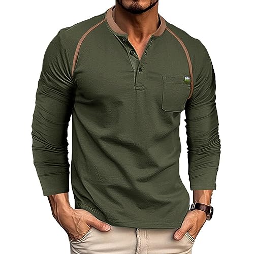 GITVIENAR Herren Langarmshirt, Vintage Stil Hemd für Herbst und Winter, Warm und Trocken (dunkelgrün,S) von GITVIENAR