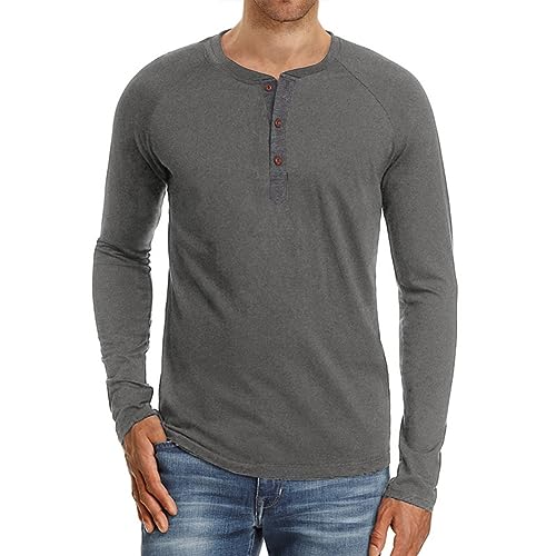 GITVIENAR Herren Langarmshirt aus Reiner Baumwolle Einfarbiges T-Shirt Langärmliges Unterhemd für Herren (dunkelgrau,XXL) von GITVIENAR