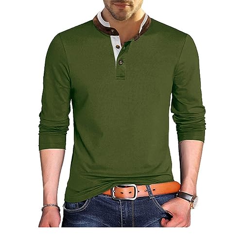 GITVIENAR Herren Polo-Shirt mit Stehkragen und Langen Ärmeln - strapazierfähig und langlebig für den täglichen Gebrauch (Grün,XL) von GITVIENAR