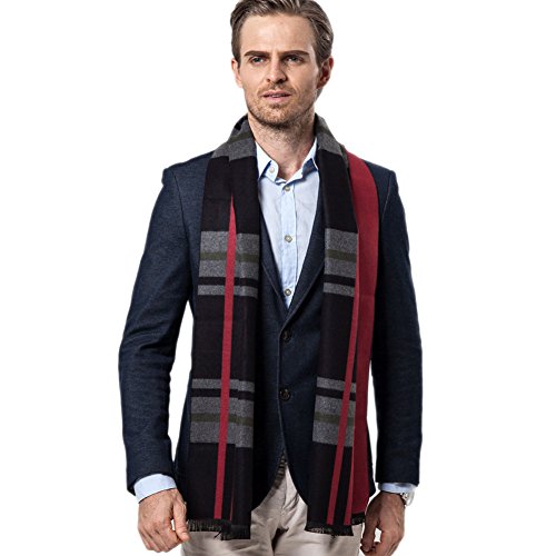 GITVIENAR Herren warme Schwarzer Schal, eleganter Winterschal, Loop Schal, weich, warm, Alpaka Schal, natur, Strickschal mit Fransen Scarf Business Casual Schal von GITVIENAR