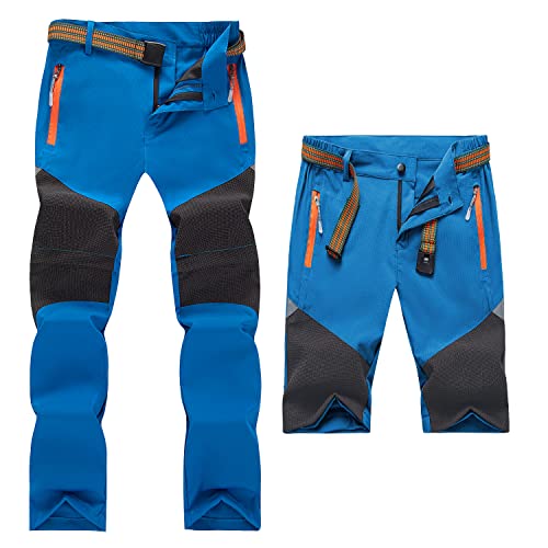 GITVIENAR Kinder Wanderhose Sommer Zip Off Outdoorhose Sommerhose Atmungsaktiv Schnelltrocknend Funktionshose Jungen Mädchen Trekkinghose Dünn Leicht (as3, Alpha_jaspo, Blau, XL) von GITVIENAR