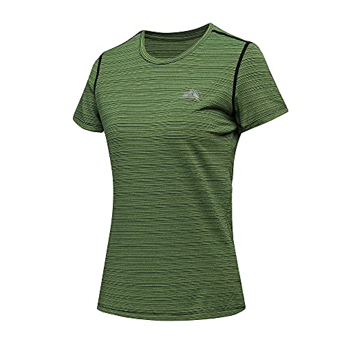 GITVIENAR Laufshirt Damen Kurzarm Sportshirt, Atmungsaktives Sportbekleidung Set Damen Funktionsshirt Rundhals Sport T-Shirt Trainingsshirt Sommer Yoga Oberteil, 1er Pack (Grün, S) von GITVIENAR