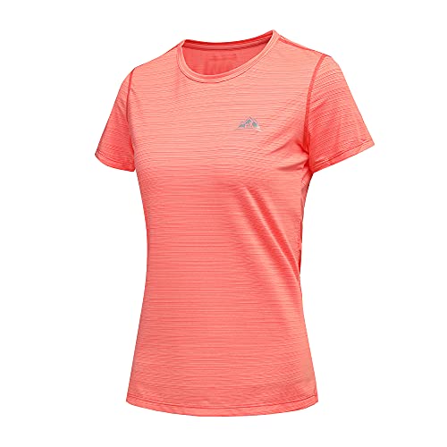 GITVIENAR Laufshirt Damen Kurzarm Sportshirt, Atmungsaktives Sportbekleidung Set Damen Funktionsshirt Rundhals Sport T-Shirt Trainingsshirt Sommer Yoga Oberteil, 1er Pack (Orange, XL) von GITVIENAR