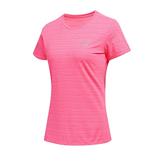 GITVIENAR Laufshirt Damen Kurzarm Sportshirt, Atmungsaktives Sportbekleidung Set Damen Funktionsshirt Rundhals Sport T-Shirt Trainingsshirt Sommer Yoga Oberteil, 1er Pack (Rot, L) von GITVIENAR