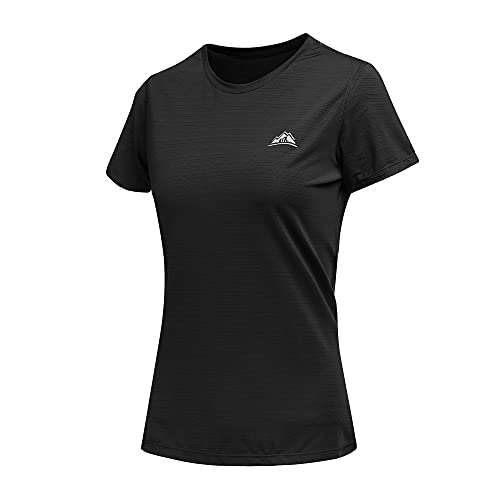 GITVIENAR Laufshirt Damen Kurzarm Sportshirt, Atmungsaktives Sportbekleidung Set Damen Funktionsshirt Rundhals Sport T-Shirt Trainingsshirt Sommer Yoga Oberteil, 1er Pack (Schwarz, L) von GITVIENAR