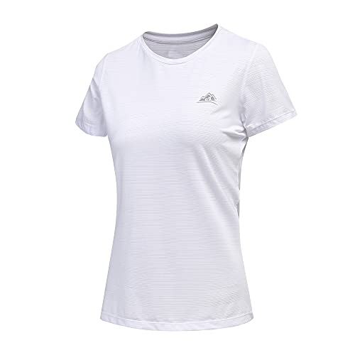 GITVIENAR Laufshirt Damen Kurzarm Sportshirt, Atmungsaktives Sportbekleidung Set Damen Funktionsshirt Rundhals Sport T-Shirt Trainingsshirt Sommer Yoga Oberteil, 1er Pack (Weiß, M) von GITVIENAR