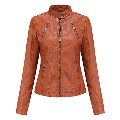 GITVIENAR Lederjacke Damen, PU Kunstleder Slim Fit Cooles Degisn mit Reißverschluss Bikerjacke Kurzmantel Motorradjacke Kurze Jacke Übergangsjacke von GITVIENAR