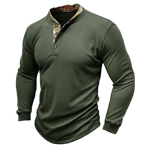 GITVIENAR Männer Langarm Polohemden weich und feuchtigkeitsableitend Outdoor-Baselayer T-Shirt (Armeegrün,L) von GITVIENAR