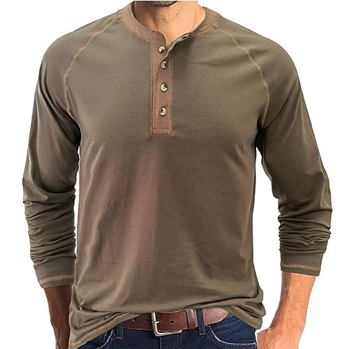 GITVIENAR Männer Poloshirt - Freizeit und schlankes Design für Herren Langarm-T-Shirt mit Rundhalsausschnitt Herren Basic-Shirt für den Herbst (grün,3XL) von GITVIENAR