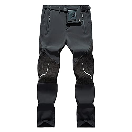 GITVIENAR Outdoorhose Herren Winterhose Gefüttert Softshellhose Warm Wasserdicht Winddicht Atmungsaktiv Verdickte Reflektierende Thermohose Skihose für Bergsteigen Wandern Reisen (Grau, M) von GITVIENAR