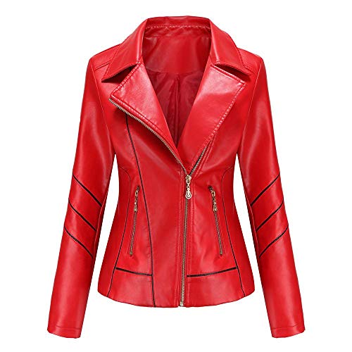 GITVIENAR PU Lederjacke Damen, Hochwertiger Reißverschluss Slim Fit Lederjacke Kunstlederjacke Kurzmantel Damen Frauen Bikerjacke Mädchen Moto Jacke für Herbst Frühling von GITVIENAR