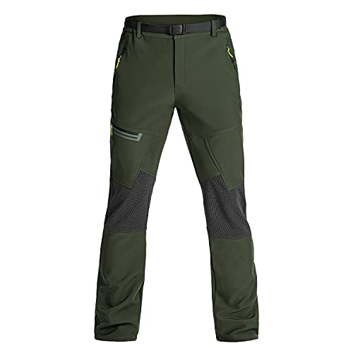 GITVIENAR Trekkinghose Herren, Wasserdicht Schnelltrocknende Outdoorhose Winddichte Verschleißfeste Wanderhose mit Reißverschlusstaschen Hose Herren Berghose Softshellhose Jungen Männer (Grün, M) von GITVIENAR