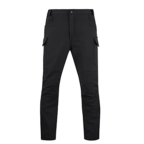 GITVIENAR Unisex Wanderhose Herren Damen Softshellhose Wasserdicht Winterhose Outdoorhose Winddicht Trekkinghose Hose Pants Winter Warm Gefüttert Skihose Atmungsaktiv Funktionshose (Schwarz, XS) von GITVIENAR